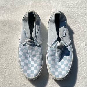 light blue slip on vans
